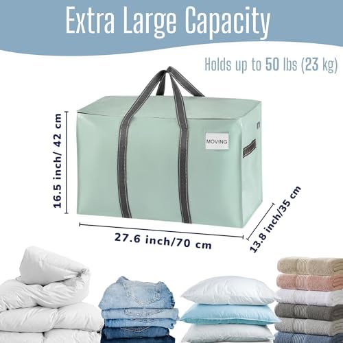 VENO 6 Pack Heavy Duty Moving Bags, Extra Large Storage Bags with Reinforced Handles & Strong Zippers, Foldable & Reusable Moving Box Alternative for Clothes & Dorm Storage - Image 4
