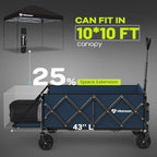 HIKEMOON 43'' Extra Long Folding Wagon with Extended Tailgate, Blue - Image 4