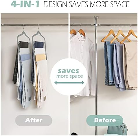 Velvet Pant Clothes Hanger Space Saving Non Slip Hanger Jean Slack Hangers | Multiple Velvet Hanger Closet Organizer Storage and Organization for Jeans,Scarf,Tie(Grey, 3) - Image 2