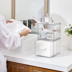 Vtopmart Disposable Facial Towels Holder,Clear Storage Drawer Compatible with Clean Skin Club Towel XL,Acrylic Box Hold 50 Count,Stylish and Functional Bathroom Accessory for Coutertop Organization - Image 3