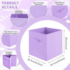 Yinder 12 Pcs Cube Storage Bin Purple 10.5''x10.5''x11'' Storage Bins for Playroom Decor Colorful Bins for Kids Foldable Baskets for Nursery Organizer Boxes Fabric Boxes - Image 2
