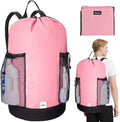 BALEINE 2PK 150L Laundry Bag Backpack, 900D Oxford Fabric Large Travel Laundry Bags with Shoulder Straps and 2 Mesh Pockets for College Dorm, Apartment, Laundromat (Pink, 150L) by BALEINE