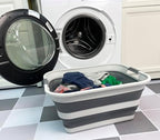 SAMMART Collapsible Plastic Laundry Basket - Foldable Pop Up Storage Container/Organizer - Portable Washing Tub - Space Saving Hamper/Basket (Grey/Steel Grey, 42L) by SAMMART