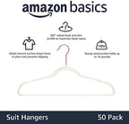 Amazon Basics Slim Velvet Non-Slip Space Saving Suit Clothes Hangers, Closet Organizer, Sturdy Construction, Ivory/Rose Gold, 50-Pack - Image 2