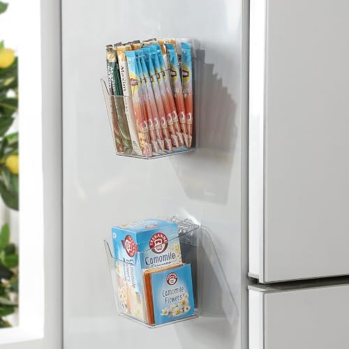 Clear Acrylic Pen Holder, 4 Pack Cabinet Door Organizer Adhesive, Bathroom Wall Mount Caddy Kitchen Plastic Storage Bin Box for Office Marker,Art Supply, Small Cleaning Supply, Seasoning Drink Packet - Image 3