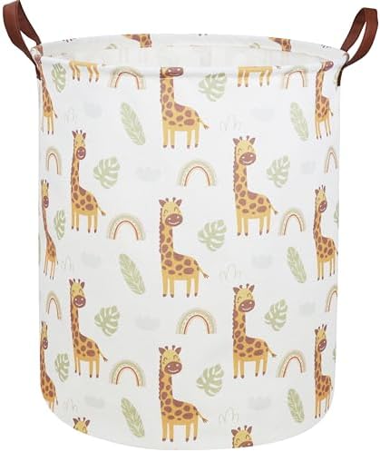 ESSME Laundry Hamper,Giraffe Hamper Collapsible Canvas Waterproof Animal Storage Bin,Gift Baskets,(Giraffe) by ESSME