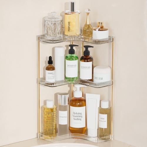 Bathroom Counter Organizer, 3-Tier Corner Makeup Organizer Shelf, Clear by Unknown