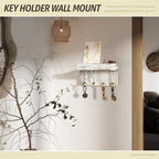Rebee Vision Key Holder Wall Mount with 4 Hooks for Room Decor, Whitewash - Image 2