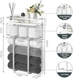 Towel Racks for Bathroom, Bathroom Shelf Over Toilet,Floating Shelves with Towel Rack Paper Holder Storage Basket,Floating Shelves for Wall Decor,Silver - Image 3