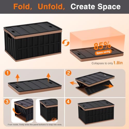 Citylife 64L Collapsible Storage Bins with Lids Plastic Storage Containers for Organizing Stackable Storage BoxLarge Heavy Duty Utility Crates, 4 Packs - Image 4