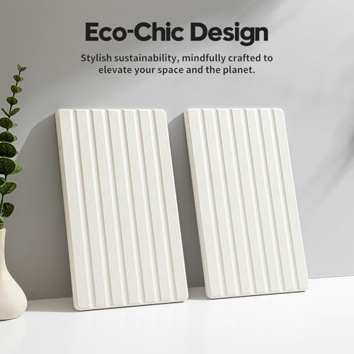 Razborci 2PCS Water Absorbing Stone Drying Tray Mat for Bathroom Sink & Kitchen Counter Organizer, Quick Dry Dish Soap Dispenser Sponge Holder, Vanity Sink Caddy, Drink Bar Coaster, White - 10"*6" - Image 7