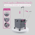 FELICON SELORSS Folding Utility Cart Portable Rolling Crate Handcart-Gray - Image 2