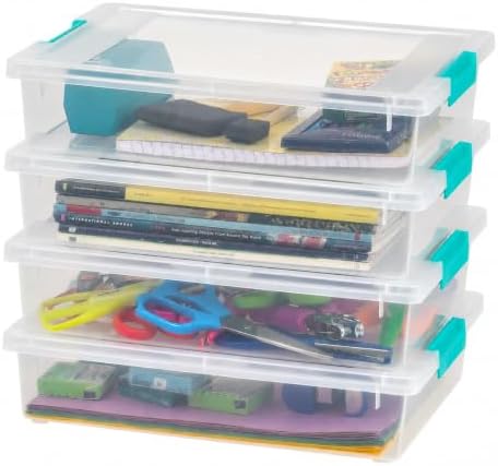 IRIS USA Storage Bins with Lids |Made in USA| 6 Qt - (4-Pack) - Clear by IRISUSA