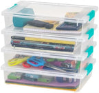 IRIS USA Storage Bins with Lids |Made in USA| 6 Qt - (4-Pack) - Clear by IRISUSA