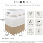 Rectangular Cotton Rope Laundry Hamper 80L Foldable Basket - Image 2