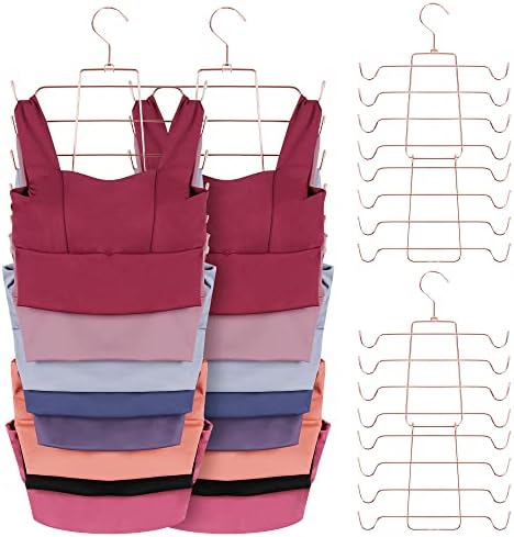 ZEDODIER 4 Pack Tank Top Hanger, Bra Organizer for Closet, Space Saving | 64 Hooks Total, Sturdy Metal, 360° Rotating, Foldable Design, Hanging Closet Organizers and Storage for Apartments and Dorms by ZEDODIER