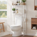 Over The Toilet Storage, Freestanding 2-Tier Bamboo Bathroom Shelves, Above Toilet Organizer for Home Washroom, Bathroom Decor (White) by AUGOHCMIL