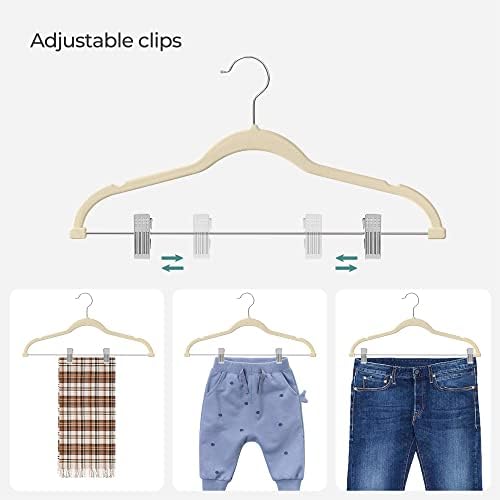 SONGMICS 20-Pack Pants Hangers, Velvet Hangers with Adjustable Clips - Image 7
