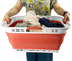 SAMMART 42L (11 Gallon) Collapsible Plastic Storage Basket - Foldable Pop Up Storage Container/Hamper - Portable Laundry Organizer - Space Saving (White/Blush Pink, 42L (Style A)) - Image 6