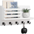 Key Holder Wall Mount, Mail Organizer for Wall with 5 Square Key Hooks by Lucundm