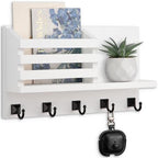 Key Holder Wall Mount, Mail Organizer for Wall with 5 Square Key Hooks by Lucundm