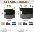 JMvicyroam 115L Extra Large Machine Washable Cotton Rope Blanket Basket - Image 3