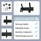 Coat Rack Wall Mount – 6 Inch Stainless Steel Hook Rail with 2 Double Coat Hooks for Hanging – Wall Mounted Entryway Organizer for Coats, Hats, Bags, Towels, Robes, Closet or Bathroom - Black 2 Pack - Image 3