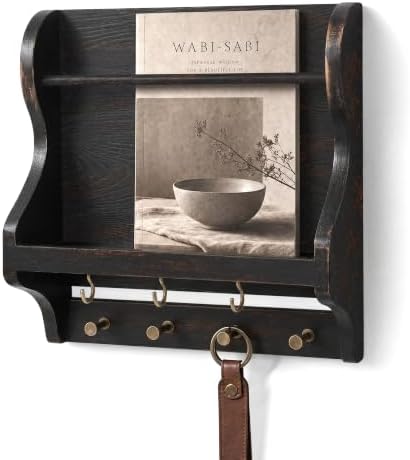 Mail Organizer Wall Mount: Magazine Holder for Room Decor, Distressed Black by REBEEVISION