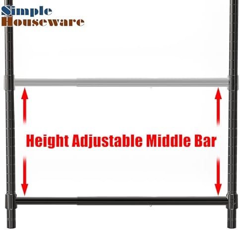 Simple Houseware Adjustable Closet Hanging Rod, Black - Image 4