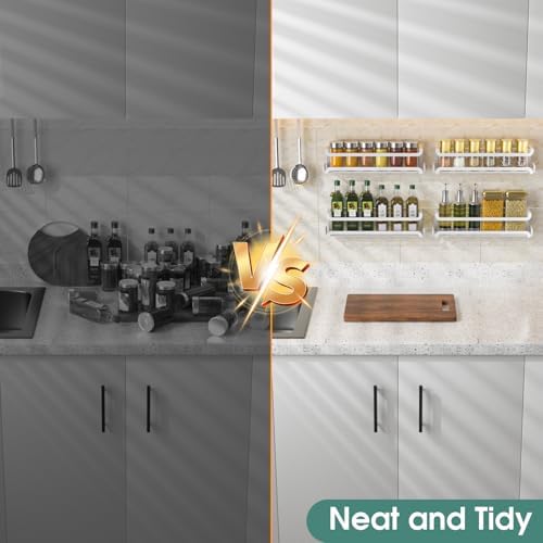 LUCYCAZ 4 Pack Wall Mounted Spice Rack for Kitchen Cabinet,RV,Camper,White - Image 7