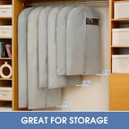 50" Garment Bags for Hanging Clothes, Suit Bags for Closet Storage and Travel, Grey Suit Cover Bags with Clear Window for Coats, Jackets, Dresses (2 Packs) - Image 5