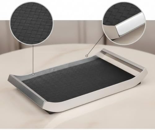 Vaveren Synthetic Material Tray Stainless Steel Valet Organizer Catchall Tray Decorative Storage Tray with Smooth Rounded Corners Low Profile Suitable for, Black, Small - Image 3