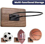 Basketball Holder Wall Mount, Solid Wood Ball Holder for Storage Soccer Volleyball Football Autograph Ball Metal, Basketball Rack Display for Boys Sports Accessories Organizer & Wall Decor - Image 3