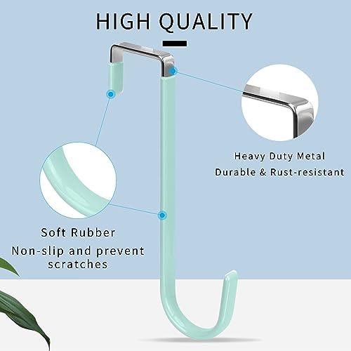 FYY Over the Door Hooks, Single-Hanger 4 Pack, Fits Doors 1.6" Green - Image 3