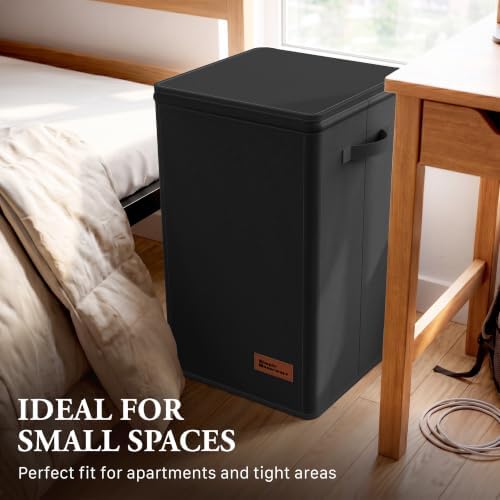 Simple Houseware Foldable Laundry Hamper Basket with Lid and Bag, Black - Image 7
