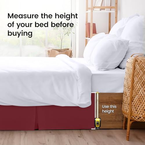Utopia Bedding Queen Bed Skirt - Soft Quadruple Pleated Ruffle - Easy Fit with 16 Inch Tailored Drop - Hotel Quality, Shrinkage and Fade Resistant (Queen, Burgundy) - Image 4