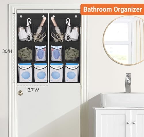 KIMBORA 2 Packs Narrow Over the Door/Wall Shoe Organizer, Small Hanging Shoe Rack for Closet with Clear Mesh Pocket for Bathroom, RV, Pantry, Camping (Black) - Image 5