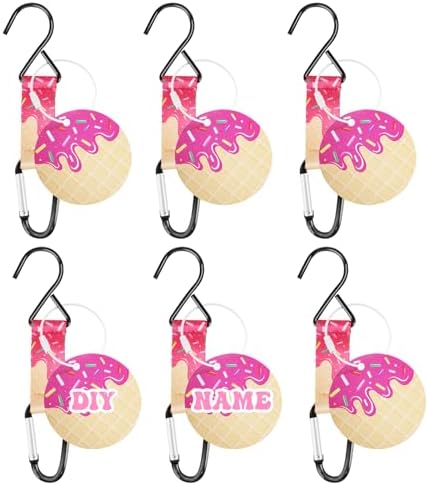 Pink Ice Cream Drip Baseball Softball Dugout Organizer Bag Fence Hook Helmet Glove Hanger with Name Tag Sports Team Gifts Gear for Boys Girls Coach Mom Must Have Travel Accessory-6pcs by Eyourlife