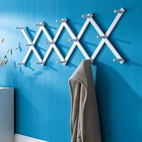 SKOLOO Hat Rack for Wall with 14 Hooks, Pack of 2, Solid Wooden, Modern, Expandable Coat Rack Wall Mount for Coats, Hats, Bags, Baseball Caps, White - Image 3