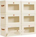 DIMJ Storage Bins with Lids - 6 Pack Fabric Closet Organizer with Window & Handles, Collapsible Decorative Storage Boxes for Shelves Under Bed, Books Clothes Blankets Sweaters Organization by DiMJ