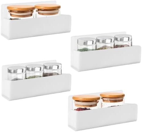 6 Inch Acrylic Spice Rack Wall Mount, White, 4 Pack by Douildhaiy