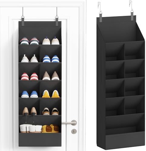 Lifewit 6 Tier Over the Door Shoe Organizer with 11 Large Deep Pockets, Fabric Hanging Shoes Shelf for Closet, Dorm Storage, Fit Up to 12 Pair Shoe Rack Holder for Sneakers, Boots, Black by Lifewit