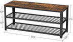 VASAGLE 3-Tier Shoe Rack, Storage Bench with Metal Mesh Shelves and Seat - Image 3