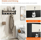 Homode Coat Rack Wall Mount with Shelf, 24" Long Entryway Shelf with Hooks Underneath, Wooden Coat Hanger for Hanging Hats, Bathroom Towels, Clothes, Black - Image 4