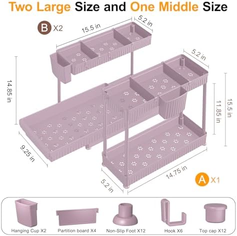 Sevenblue 3-Pack 2-Tier L-Shaped Under Sink Organizers with Sliding Drawers - Image 6