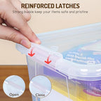 GAMENOTE 6 Quart Storage Bins with Lids, Plastic Latching Box for Classroom & Kids Toy Storage,Stackable Shoe Box Size Containers for STEM Morning Tubs, Crafts & Building Blocks (12, Clear) - Image 4