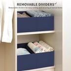 DIMJ Large Closet Shelf Organizer Bins 6 Packs with Handles and Divider, Fabric Trapezoid Storage Baskets, Foldable Clothes Containers Box for Shelf, Towel, Book, Toy, Purse, Hats, Navy Blue - Image 3