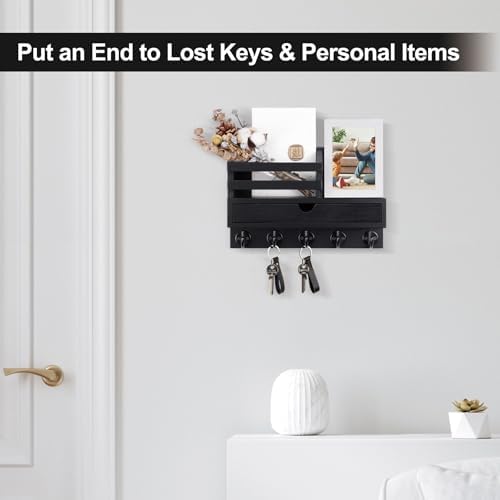 Key Holder Wall Mount, Mail Holder with Storage Drawer - Image 2