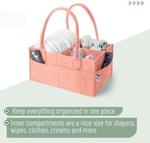 Mr. Pen- Baby Diaper Caddy Organizer, Coral - Image 4
