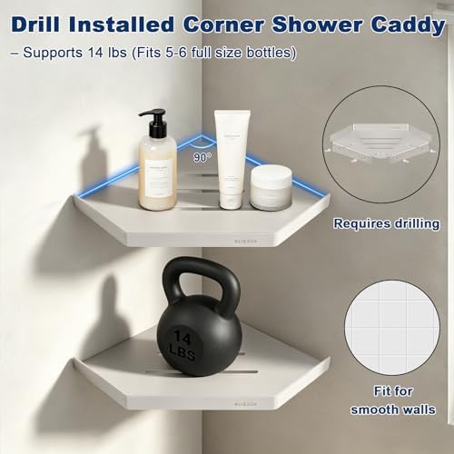 NearMoon Bathroom Shower Caddy 2 Pack, 304 Stainless Steel Shower Organizer, Screw Mounted (Diamond Corner Shelf, Chrome Finish) - Image 4